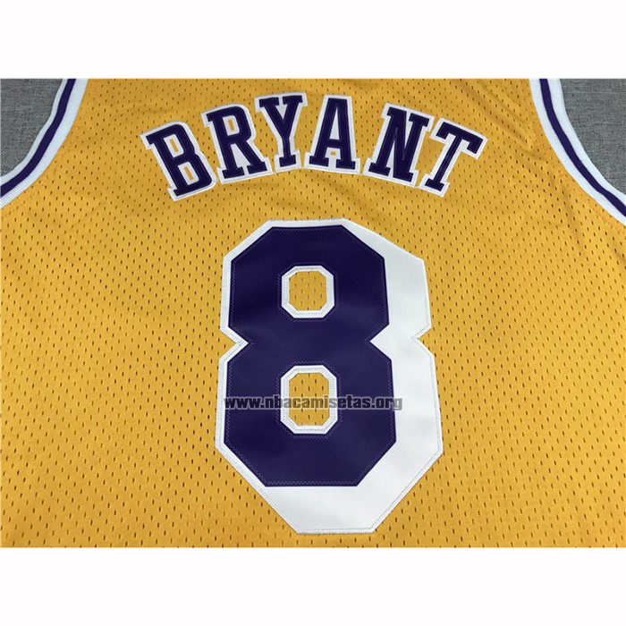 Camiseta Los Angeles Lakers Kobe Bryant NO 8 Hardwood Classics Throwback 1996-97 Amarillo